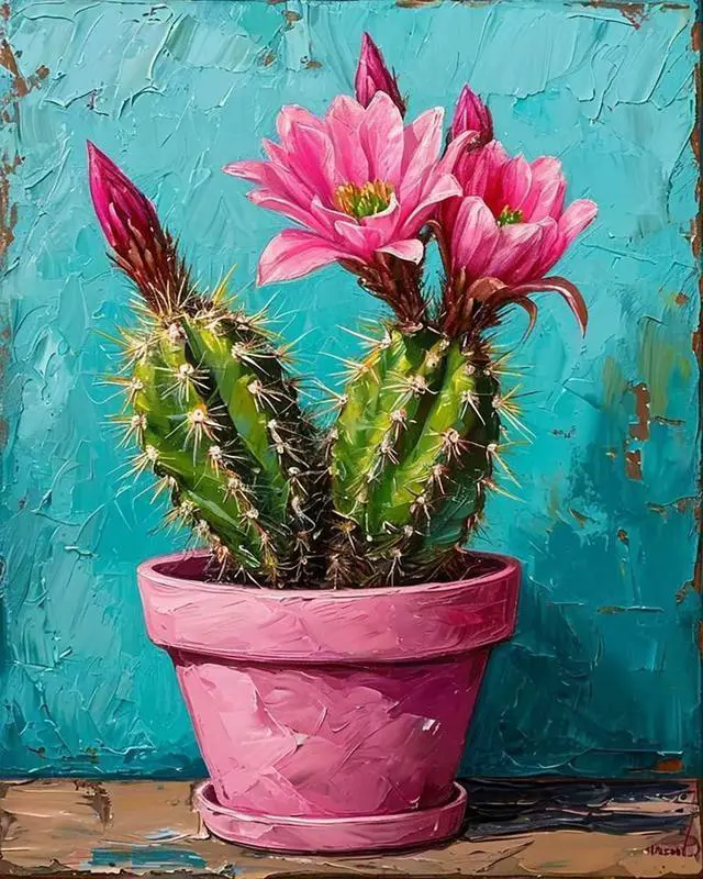 Main image of Mrnsiet Paint by Number for Adults Beginners, Easy Cactus Paint by Numbers Kits on Canvas, DIY Cactus Oil Painting Kits Adults' Paint-by-Number Kits for Home Wall Decor 16x20 Inch