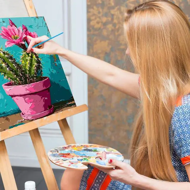 Alt view image 5 of 7 - Mrnsiet Paint by Number for Adults Beginners, Easy Cactus Paint by Numbers Kits on Canvas, DIY Cactus Oil Painting Kits Adults' Paint-by-Number Kits for Home Wall Decor 16x20 Inch