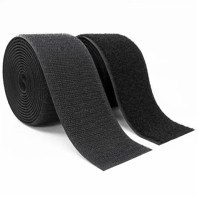 Main image of Matenf Sew On Hook and Loop Strips, Strong Grip, 2'' x 6' | Non-Adhesive, Easy to Sew, Nylon Fabric Strip for Clothing Crafts, Button Alternative, Easy Stitch DIY Projects, Black