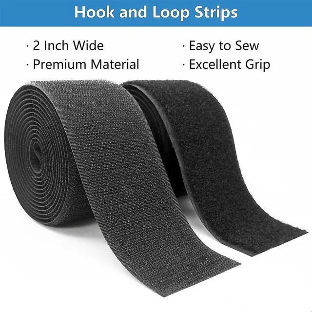 Alt view image 3 of 7 - Matenf Sew On Hook and Loop Strips, Strong Grip, 2'' x 6' | Non-Adhesive, Easy to Sew, Nylon Fabric Strip for Clothing Crafts, Button Alternative, Easy Stitch DIY Projects, Black