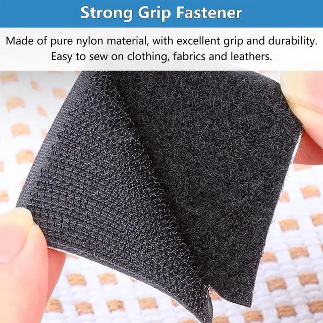 Alt view image 5 of 7 - Matenf Sew On Hook and Loop Strips, Strong Grip, 2'' x 6' | Non-Adhesive, Easy to Sew, Nylon Fabric Strip for Clothing Crafts, Button Alternative, Easy Stitch DIY Projects, Black