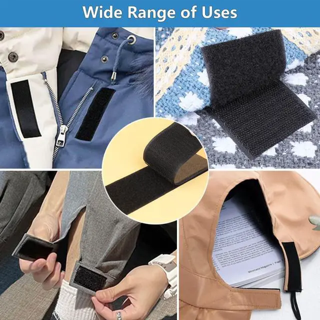 Alt view image 6 of 7 - Matenf Sew On Hook and Loop Strips, Strong Grip, 2'' x 6' | Non-Adhesive, Easy to Sew, Nylon Fabric Strip for Clothing Crafts, Button Alternative, Easy Stitch DIY Projects, Black