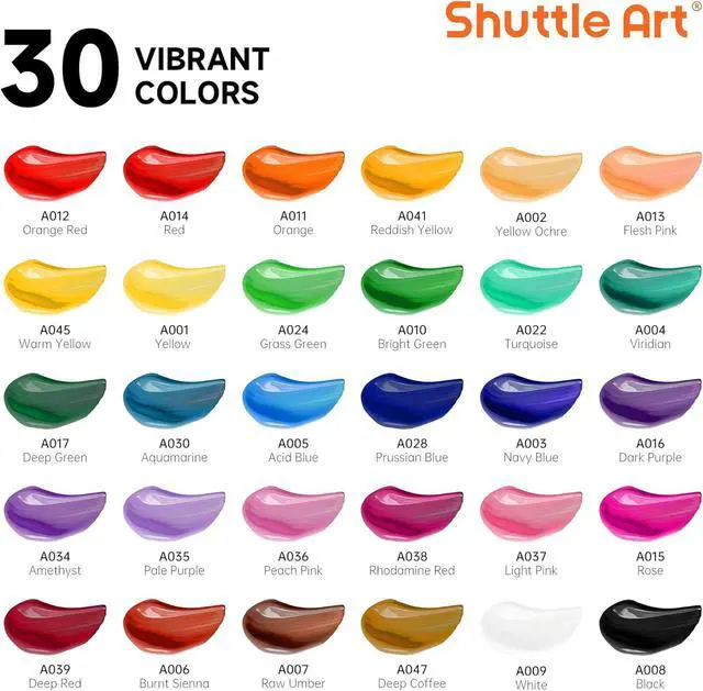 Alt view image 2 of 7 - Shuttle Art Acrylic Paint Set, 30 x12ml Tubes Artist Quality Non Toxic Rich Pigments Colors Great for Kids Adults Professional Painting on Rocks Canvas Wood Clay Fabric Ceramic Crafts