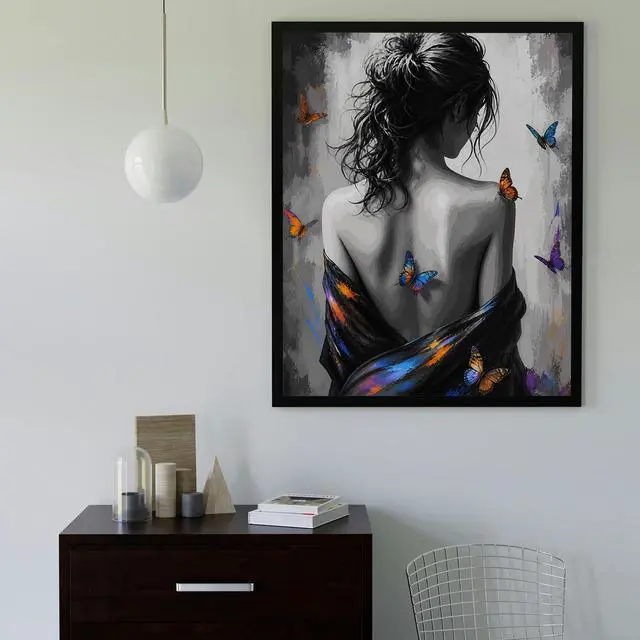 Alt view image 4 of 7 - MIRCVSH People Paint by Numbers Kit for Adults,Girl's Back Paint by Number Kits for Adults Beginner,DIY Unframed Girl and Butterfly Watercolor Oil Painting Kits for Home Wall Decor 16x20 Inch.