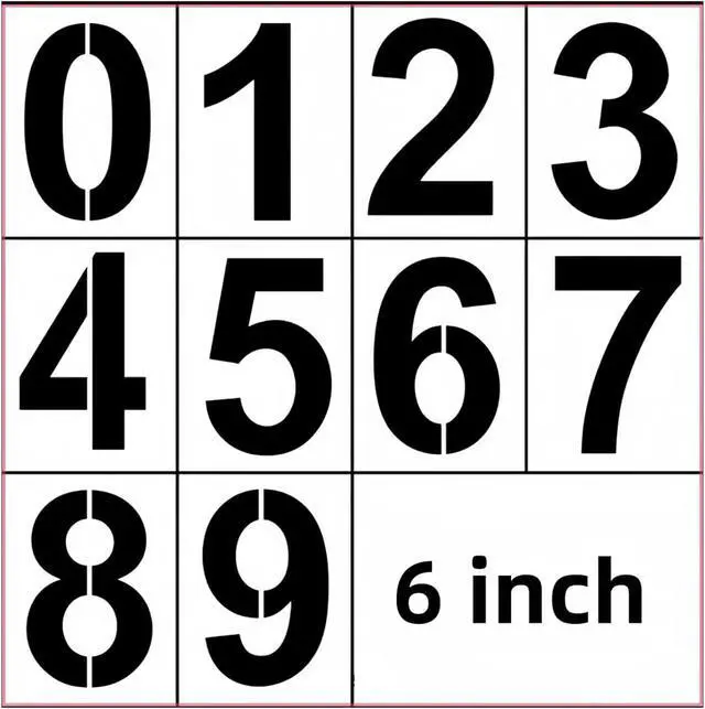 Main image of 6 Inch Number Stencils Set - Reusable Plastic Large Number Templates Stencils for Painting, DIY Projects, Cake Stencil Decorating, Custom Stencil for Spray Painting Mailbox Signs and Arts & Crafts