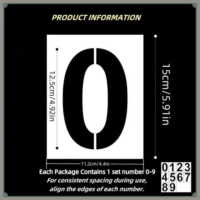Alt view image 2 of 7 - 6 Inch Number Stencils Set - Reusable Plastic Large Number Templates Stencils for Painting, DIY Projects, Cake Stencil Decorating, Custom Stencil for Spray Painting Mailbox Signs and Arts & Crafts