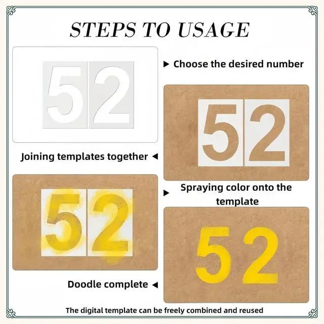 Alt view image 3 of 7 - 6 Inch Number Stencils Set - Reusable Plastic Large Number Templates Stencils for Painting, DIY Projects, Cake Stencil Decorating, Custom Stencil for Spray Painting Mailbox Signs and Arts & Crafts