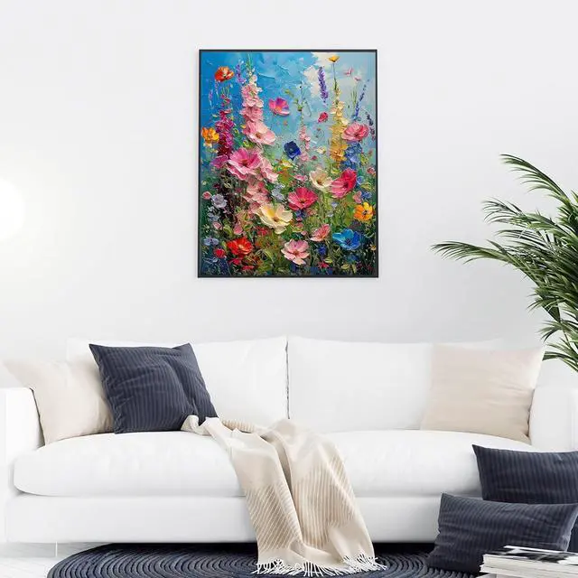 Alt view image 4 of 7 - Hutarosl Wild Flowers Paint by Numbers Kits for Adults 16x20in | Flowers Paint by Number Adult,Flower Canvas Paint by Numbers for Adults,DIY Oil Painting Kits for Gifts Home Decor