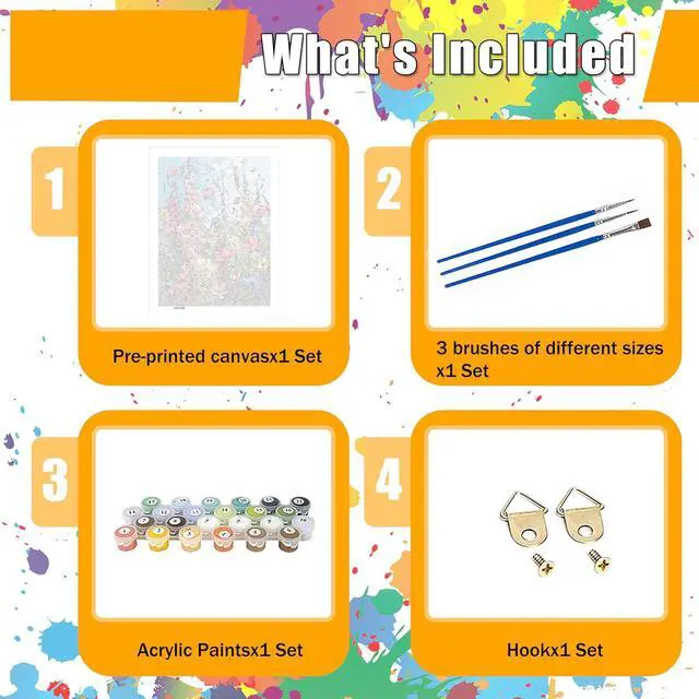Alt view image 5 of 7 - Hutarosl Wild Flowers Paint by Numbers Kits for Adults 16x20in | Flowers Paint by Number Adult,Flower Canvas Paint by Numbers for Adults,DIY Oil Painting Kits for Gifts Home Decor