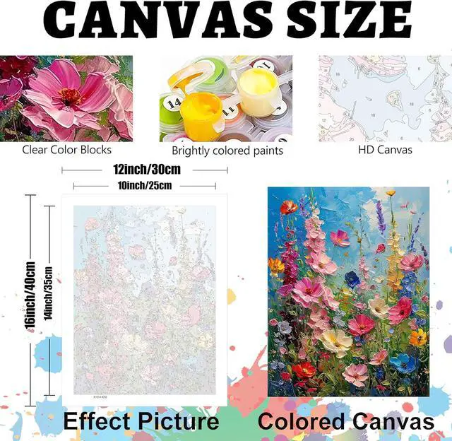 Alt view image 6 of 7 - Hutarosl Wild Flowers Paint by Numbers Kits for Adults 16x20in | Flowers Paint by Number Adult,Flower Canvas Paint by Numbers for Adults,DIY Oil Painting Kits for Gifts Home Decor