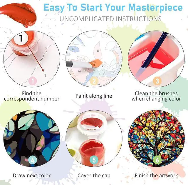 Alt view image 6 of 7 - Paint by Numbers Kit for Adults, Tree of Life Acrylic Canvas Painting Set | 16x20 Inch, DIY Number Painting Craft Kit for Adults Beginners, Home Wall Decor, Stress Relief Relaxing Hobby Gift