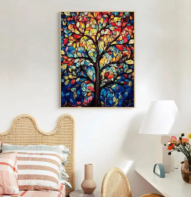 Alt view image 3 of 7 - Paint by Numbers Kit for Adults, Tree of Life Acrylic Canvas Painting Set | 16x20 Inch, DIY Number Painting Craft Kit for Adults Beginners, Home Wall Decor, Stress Relief Relaxing Hobby Gift