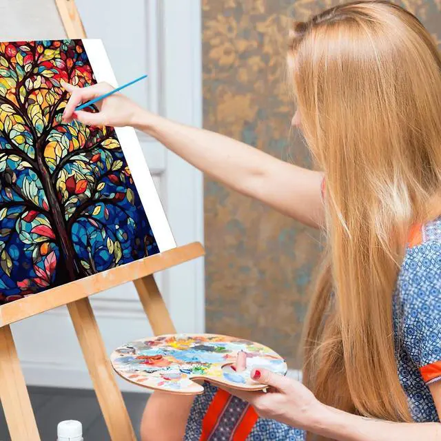 Alt view image 7 of 7 - Paint by Numbers Kit for Adults, Tree of Life Acrylic Canvas Painting Set | 16x20 Inch, DIY Number Painting Craft Kit for Adults Beginners, Home Wall Decor, Stress Relief Relaxing Hobby Gift
