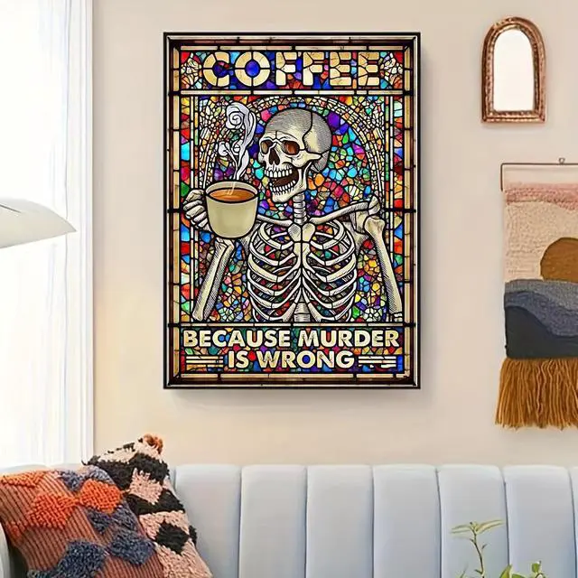 Alt view image 4 of 7 - Halloween Skeleton Paint by Numbers Kit for Adults Canvas, Frameworkless | Easy Adult Paint by Number Kits on Canvas DIY Halloween Skeleton Painting for Beginners Art by Numbers for Home Wall Decor