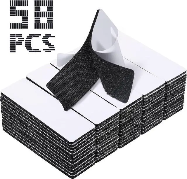 Main image of 58 Sets - 1x4 inch Square Hook and Loop Tapes, Fabrics Nylon, Black | Hook and Loop Strips with Adhesive, Self Sticky Double Sided Heavy Duty Strips for Home Office School and Crafting