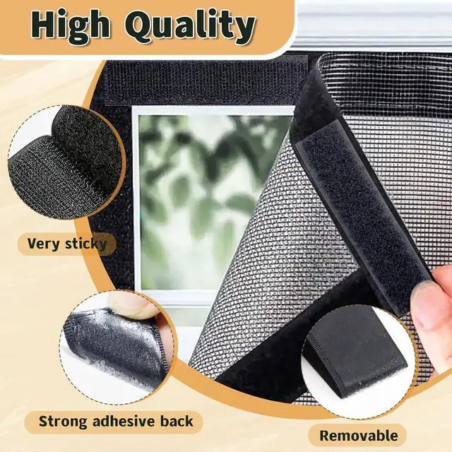 Alt view image 5 of 7 - 58 Sets - 1x4 inch Square Hook and Loop Tapes, Fabrics Nylon, Black | Hook and Loop Strips with Adhesive, Self Sticky Double Sided Heavy Duty Strips for Home Office School and Crafting