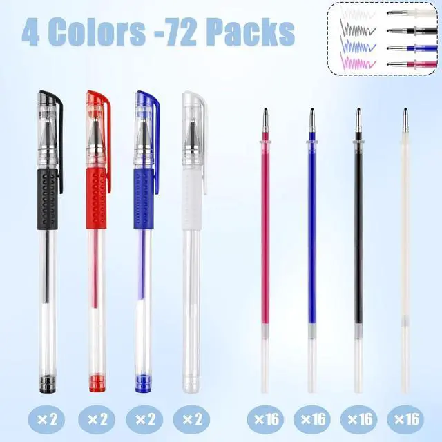Alt view image 3 of 7 - 8 Pcs Heat Erasable Pens for Fabric with 64 Refills for Sewing, Embroidery | Fabric Marking Pens, Disappearing Ink Pens for Dressmaking and Cross Stitch Projects