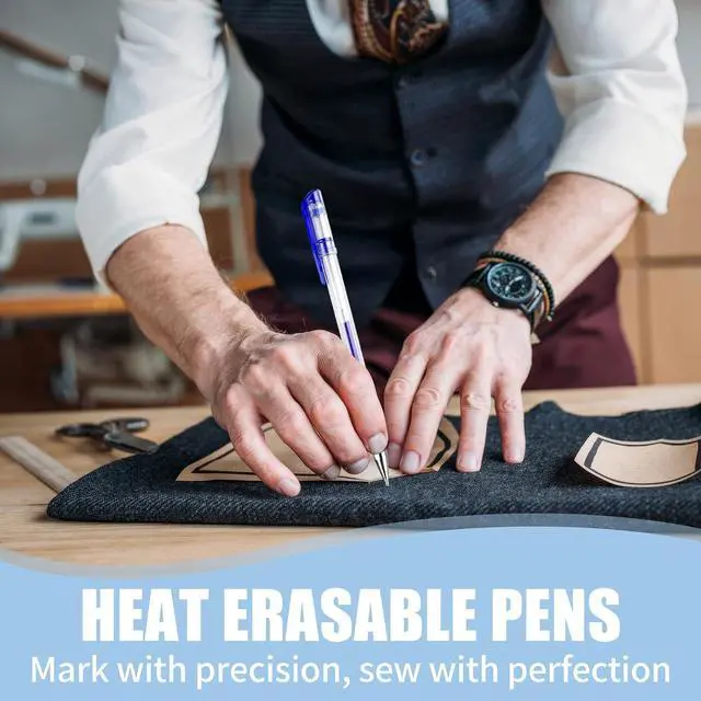Alt view image 5 of 7 - 8 Pcs Heat Erasable Pens for Fabric with 64 Refills for Sewing, Embroidery | Fabric Marking Pens, Disappearing Ink Pens for Dressmaking and Cross Stitch Projects