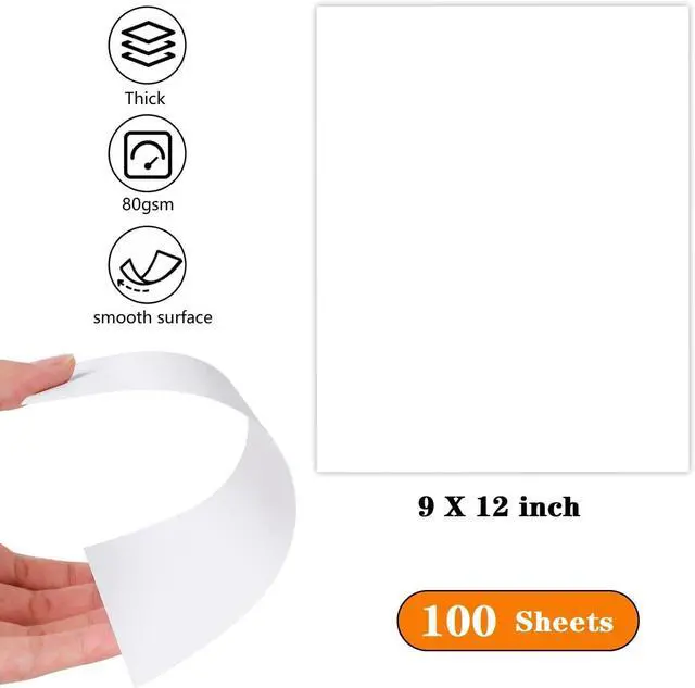 Alt view image 2 of 7 - 9"x12" White Paper for Art Craft 100 Sheets Drawing Paper for Sketching Painting Coloring Doodles Arts Supplies