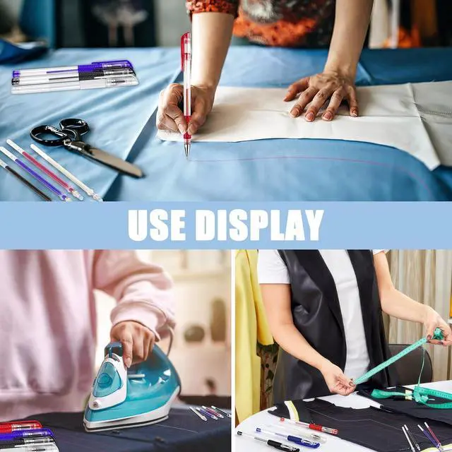 Alt view image 7 of 7 - 8 Pcs Heat Erasable Pens for Fabric with 64 Refills for Sewing, Embroidery | Fabric Marking Pens, Disappearing Ink Pens for Dressmaking and Cross Stitch Projects