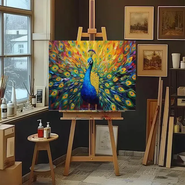 Alt view image 4 of 7 - Natuyalo Peacock Paint by Numbers Kit for Adults - Animal Paint by Number on Canvas Without Frame, DIY Acrylic Painting for Ideal Gift Home Wall Decor (16x20 Inch)
