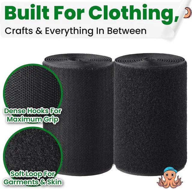 Alt view image 3 of 7 - ECOHomes Sew On Hook and Loop Tape for Fabric (4 Inch x 6 Feet, Black) | Sewable Sew-On Strips for Clothing, Clothes, Fabric, No Adhesive, Sewing Fastener Straps, Easy Sew In, Strong Grip