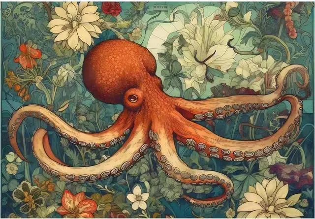 Main image of Octopus Paint by Numbers Kit for Adults, 16x20 inch | DIY Painting Kits Crafts for Adults, Relieve Stress, Gift, Home Wall Decor