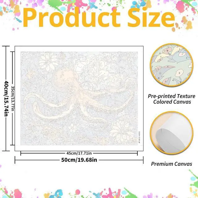 Alt view image 3 of 7 - Octopus Paint by Numbers Kit for Adults, 16x20 inch | DIY Painting Kits Crafts for Adults, Relieve Stress, Gift, Home Wall Decor