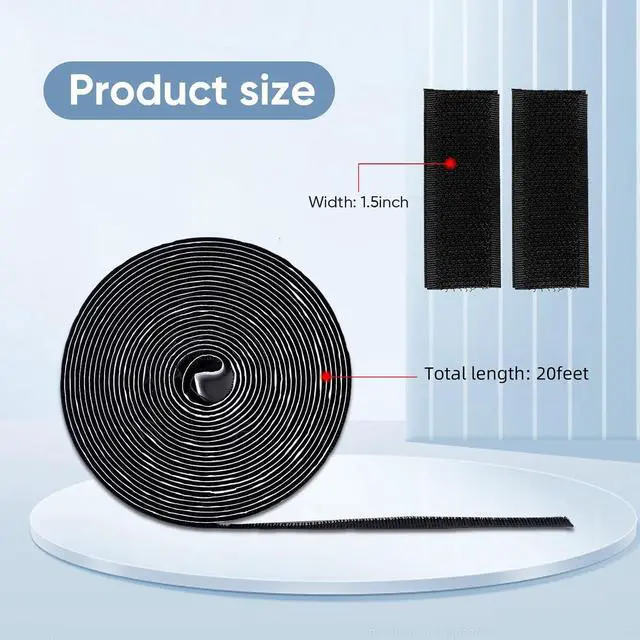 Alt view image 3 of 7 - 20Ft x 1.5 Inch Hook and Loop Tape Strips with Adhesive, Heavy Duty Sticky Back Nylon Strips for Home, Office, School, Crafting & DIY Projects, Double Sided Strips - Adhesive Fastening Tape