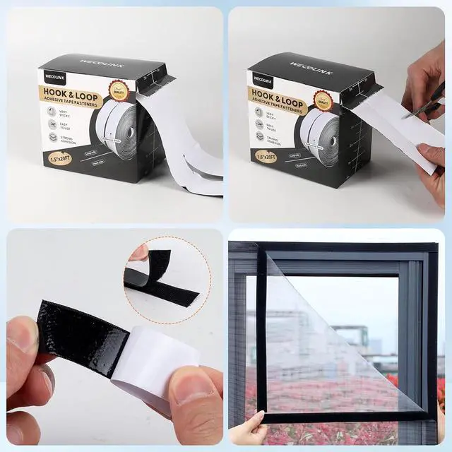 Alt view image 4 of 7 - 20Ft x 1.5 Inch Hook and Loop Tape Strips with Adhesive, Heavy Duty Sticky Back Nylon Strips for Home, Office, School, Crafting & DIY Projects, Double Sided Strips - Adhesive Fastening Tape