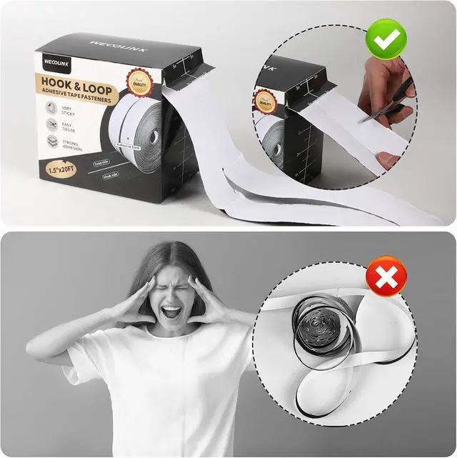 Alt view image 6 of 7 - 20Ft x 1.5 Inch Hook and Loop Tape Strips with Adhesive, Heavy Duty Sticky Back Nylon Strips for Home, Office, School, Crafting & DIY Projects, Double Sided Strips - Adhesive Fastening Tape