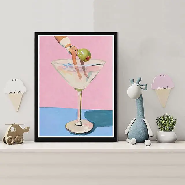 Alt view image 5 of 7 - EIBEILI Diamond Art Kits for Adults, Cocktail Diamond Painting Kits for Beginner DIY 5D Full Pink Drill Diamond Dots Crafts for Home Wall Decor Gifts 12x16 Inch