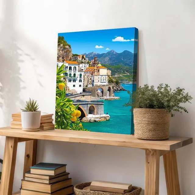 Alt view image 2 of 7 - TUMOVO Amalfi Coast Paint by Numbers for Adults Beach Scene Kit | Amalfi Coast 16x20 inch canvas kit, paint by numbers for adults. Beautiful Italian coastal scenery, relaxing hobby