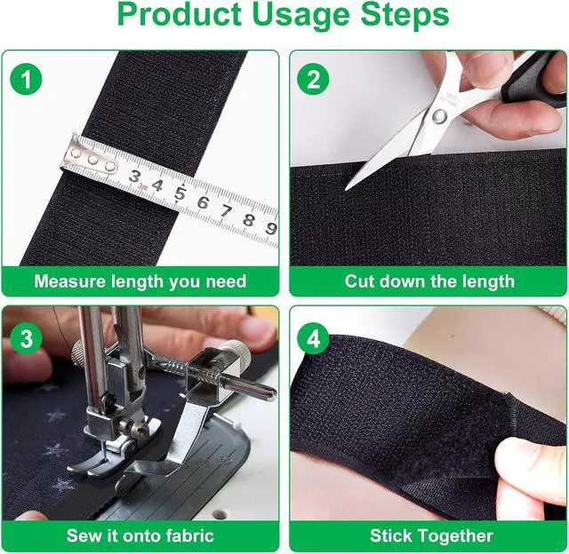 Alt view image 5 of 7 - 2in x 12 FT Sew On Hook and Loop Tape, Non-Adhesive Back, Enhanced Grip Sew-On Hook Loop Strips for Fabric, Easy to Sew Washable Interlock Tape for Clothing, Sewing, Crafts, Home DIY & Organizing