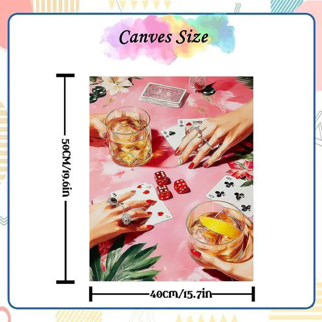Alt view image 3 of 7 - NZNANCHU Paint by Number for Adult,DIY Poker Painting Kits for Adults,Color by Numbers,Card Paint by Number Canvas Crafts Watercolor for Beginners Hoom Decor (Juice)