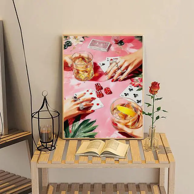 Alt view image 7 of 7 - NZNANCHU Paint by Number for Adult,DIY Poker Painting Kits for Adults,Color by Numbers,Card Paint by Number Canvas Crafts Watercolor for Beginners Hoom Decor (Juice)
