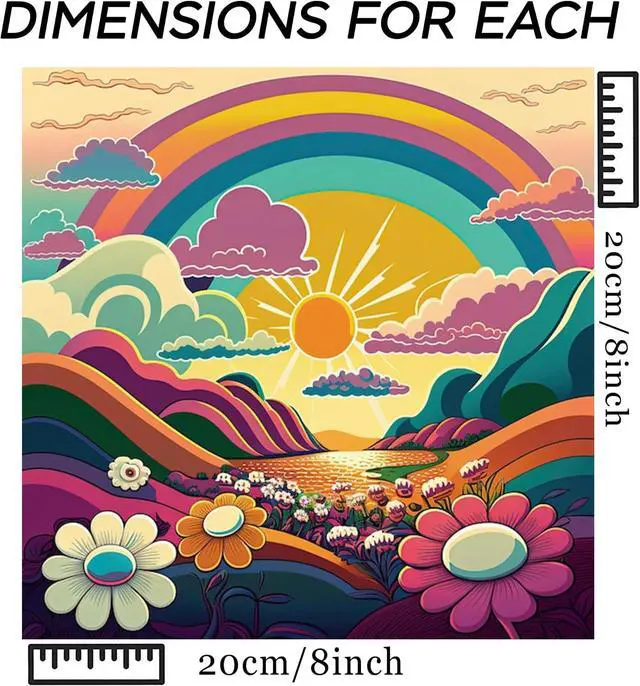 Alt view image 3 of 6 - KYOQFVN 2 Framed DIY Paint by Numbers for Adults Beginner, Paint by Number for Adults Framed Canvas, Painting by Numbers for Adults, 2 8x8, Paint by Number for Adults, Crafts for Adults (with Frame)
