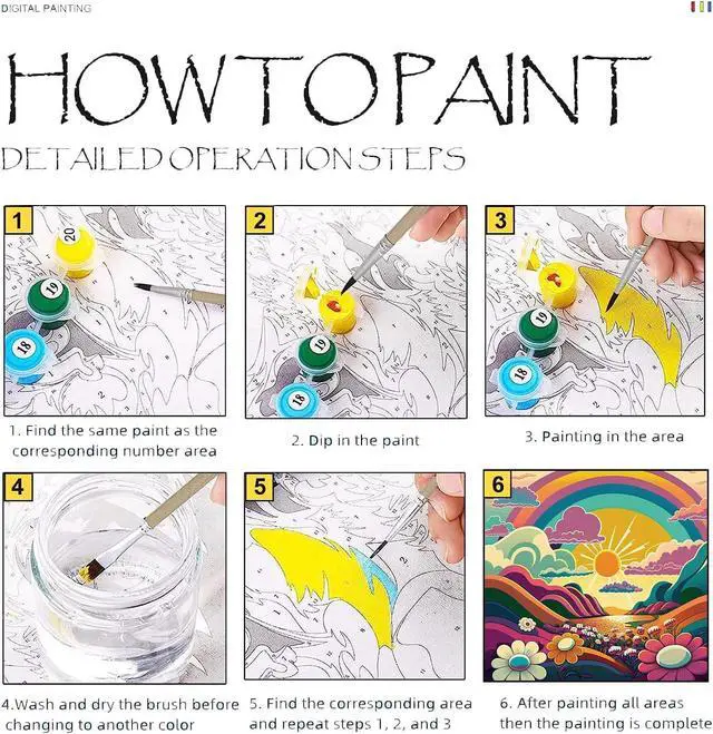 Alt view image 6 of 6 - KYOQFVN 2 Framed DIY Paint by Numbers for Adults Beginner, Paint by Number for Adults Framed Canvas, Painting by Numbers for Adults, 2 8x8, Paint by Number for Adults, Crafts for Adults (with Frame)