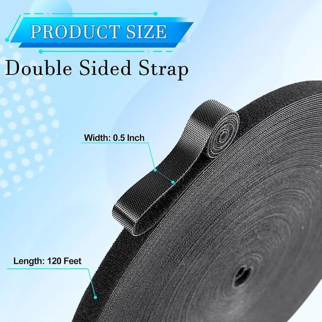 Alt view image 2 of 7 - Phinus Hook and Loop Tape 1/2 Inch Wide x 120 FT, Reusable Black Strips Sew On Roll, Non-Adhesive Self-Gripping Strap for Home, Office, Data Center, Clothes, Fabric and DIY Projects