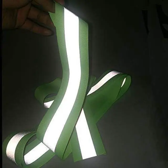 Alt view image 3 of 7 - JINBING Silver Sew On Reflective Tape for Chothing Safety Fabric Webbing Trim Strip Green 2" x 16ft