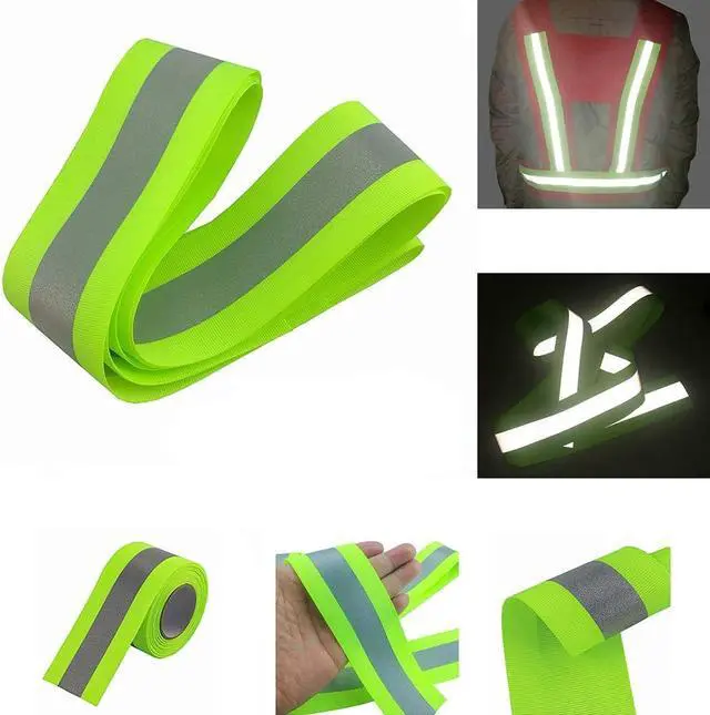 Alt view image 4 of 7 - JINBING Silver Sew On Reflective Tape for Chothing Safety Fabric Webbing Trim Strip Green 2" x 16ft