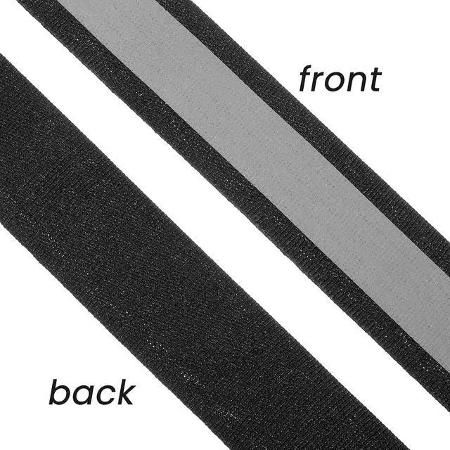 Alt view image 4 of 7 - 1 X 50 Ft Reflective Ribbon, Sew on Black Reflective Tape for Clothing High Visibility Nylon Silver Florescent Safety Webbing for Warning Safety Strip Trim Deco on Vest Bag Pants Shoes Pet Wears