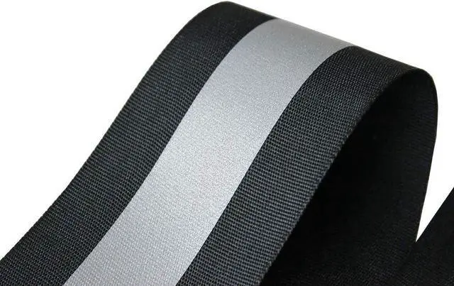 Alt view image 2 of 5 - JINBING Sew On Silver Reflective Tape for Clothing Safety Fabric Webbing Trim Strip Black 2" x 16ft
