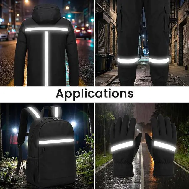 Alt view image 6 of 7 - 1 X 50 Ft Reflective Ribbon, Sew on Black Reflective Tape for Clothing High Visibility Nylon Silver Florescent Safety Webbing for Warning Safety Strip Trim Deco on Vest Bag Pants Shoes Pet Wears