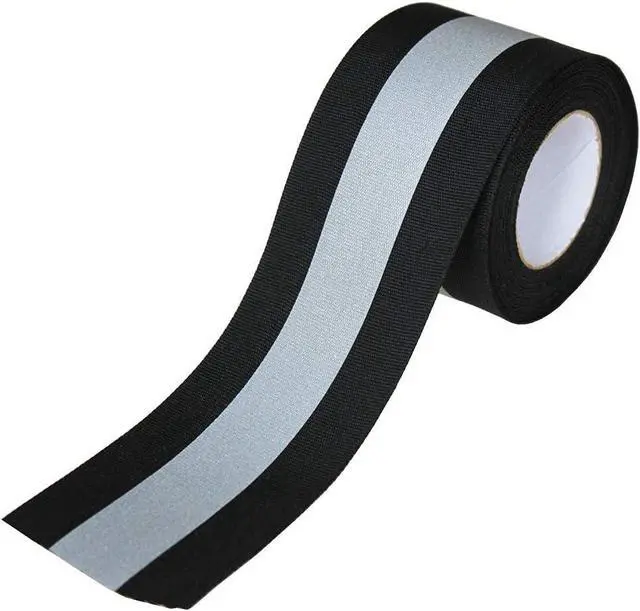 Main image of JINBING Sew On Silver Reflective Tape for Clothing Safety Fabric Webbing Trim Strip Black 2" x 16ft