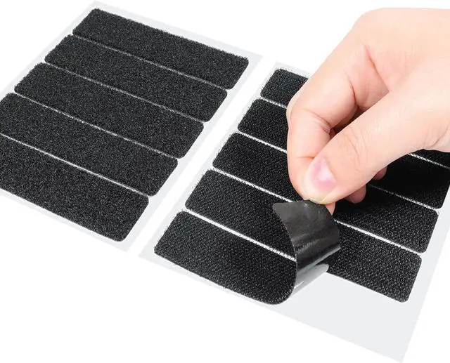 Main image of Self-Adhesive Hook and Loop Tape Strips - 1 x 4 inch Wide Straps - Heavy Duty Sticky Back Tape Fastener - 15 Strips (Black)