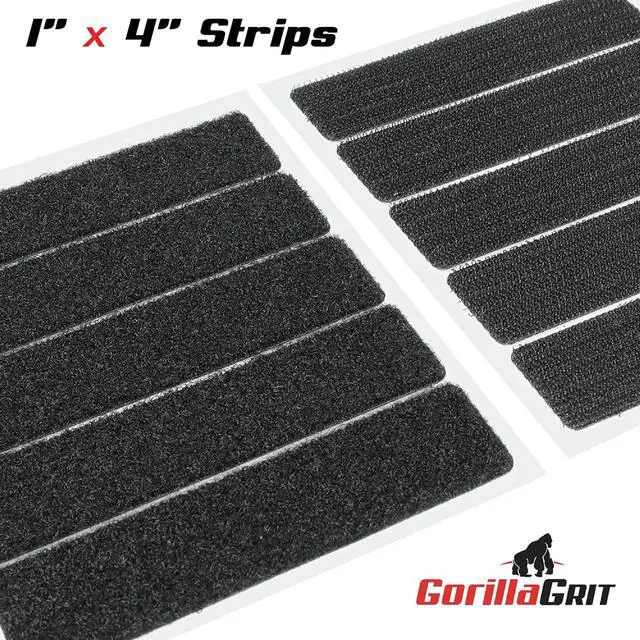 Alt view image 3 of 7 - Self-Adhesive Hook and Loop Tape Strips - 1 x 4 inch Wide Straps - Heavy Duty Sticky Back Tape Fastener - 15 Strips (Black)
