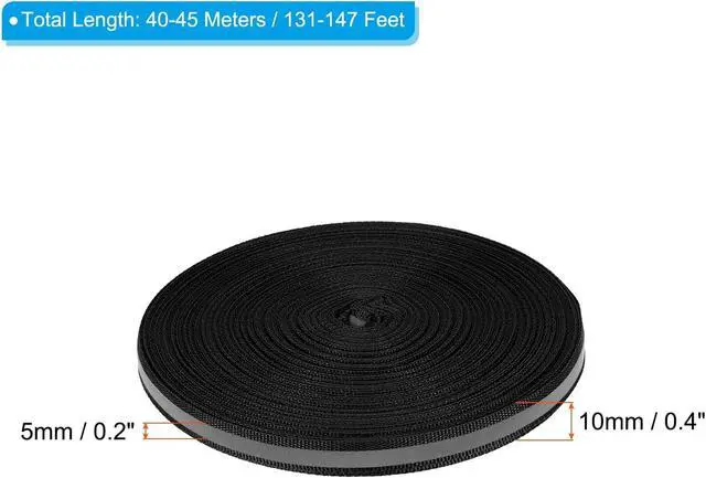 Alt view image 2 of 5 - PATIKIL Reflective Tape Strip, 10mm x 22yards High Visibility Reflective Tape Sew-on DIY Warning Safety Fabric Webbing for Clothing Raincoats, Black