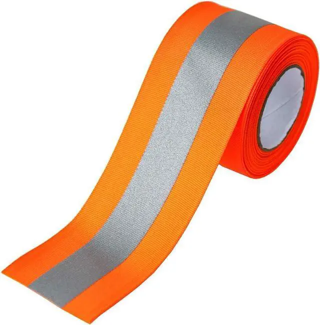 Main image of JINBING Sew On Silver Reflective Tape for Clothing Safety Fabric Webbing Trim Strip Orange 2" x 16ft