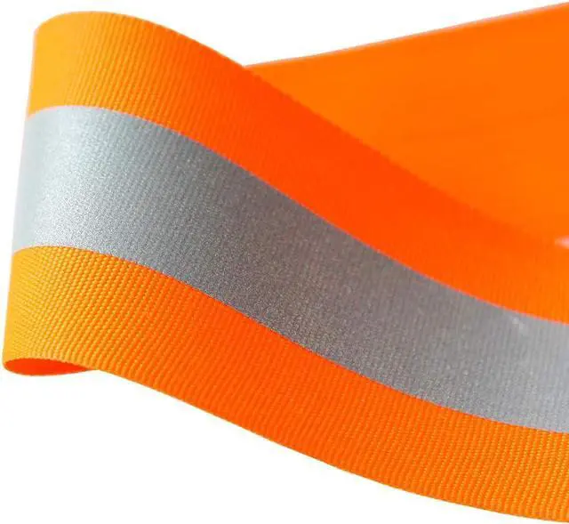 Alt view image 2 of 5 - JINBING Sew On Silver Reflective Tape for Clothing Safety Fabric Webbing Trim Strip Orange 2" x 16ft